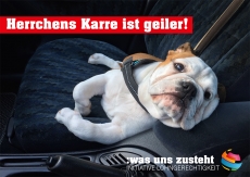 Postkarte Initiative Lohngerechtigkeit Motiv Hund